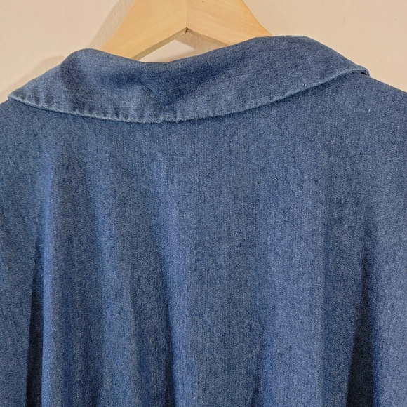 Ashley Stewart Plus Size Blue Denim Button-Up Shirt Dress Sz 34/36 Minimalist - Picture 8 of 12